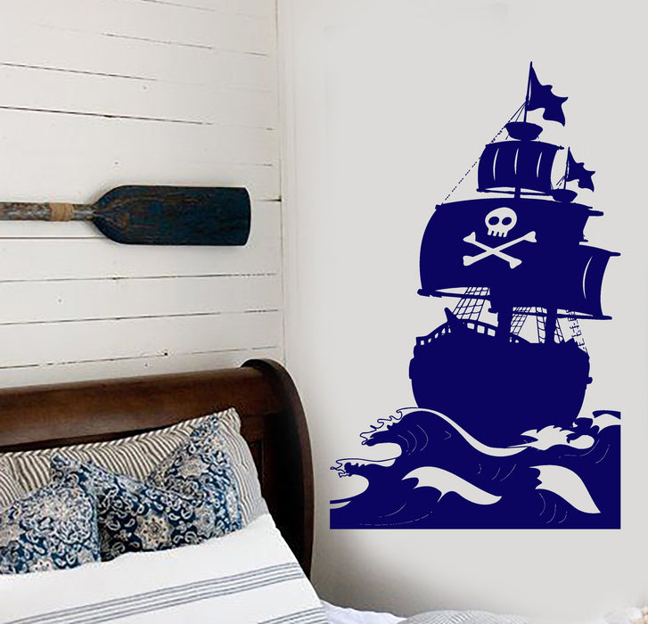 Wall Vinyl Decal Pirate Ship Yacht Sea Marine Decor Unique Gift z3959