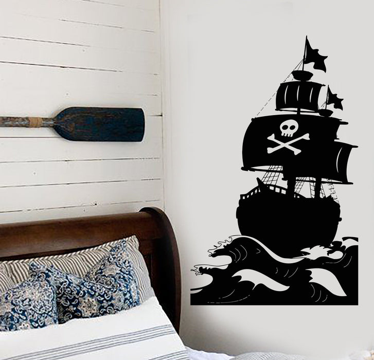 Wall Vinyl Decal Pirate Ship Yacht Sea Marine Decor Unique Gift z3959