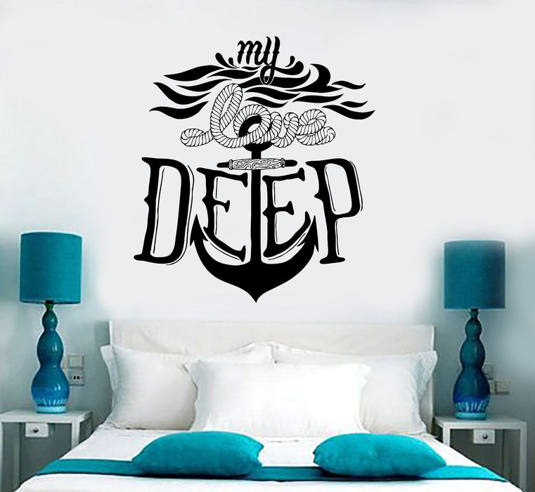 Wall Vinyl Ocean Anchor Sea Quote My Love Is Deep Decor Unique Gift z3960