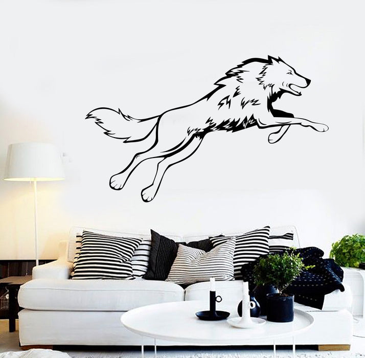 Autocollant mural en vinyle représentant un animal sautant, un loup, un prédateur, une nature, un décor unique, cadeau z3968