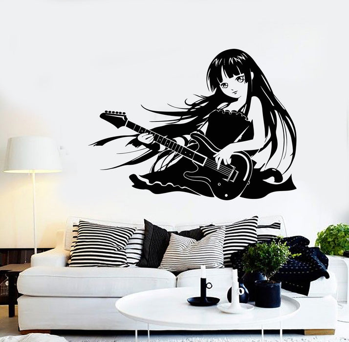 Wall Vinyl Anime Girl With Guitar Music Cool Manga Decor Unique Gift z3971