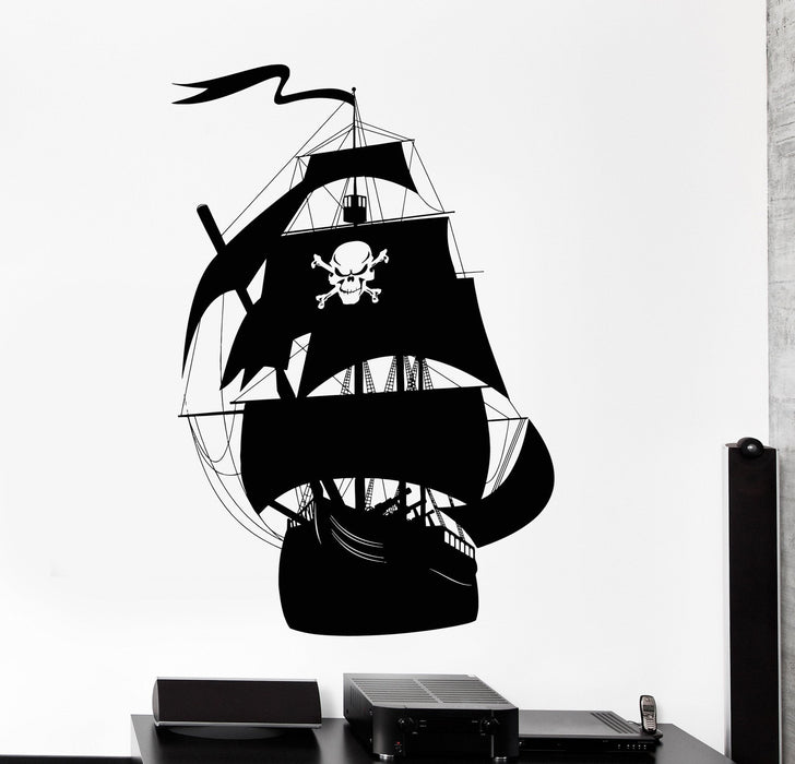 Наклейка на стену из винила Пиратский корабль Море Морская яхта Океан Декор Уникальный подарок z3975