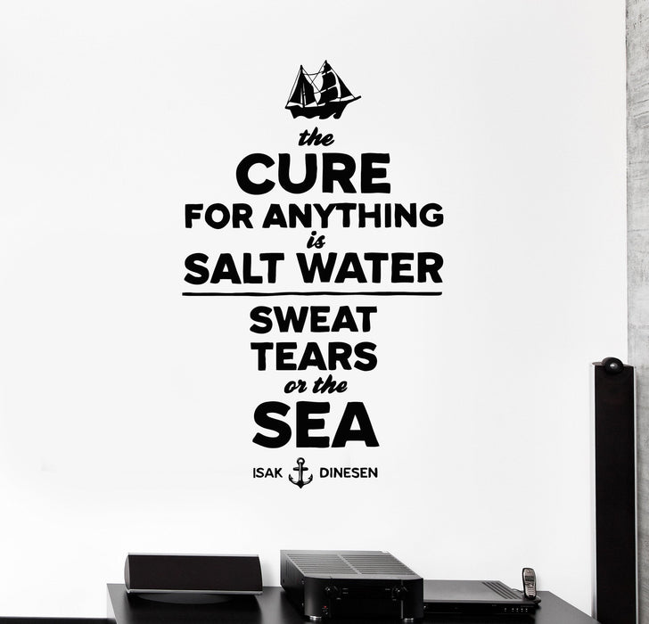 Wall Decal Ocean Ship Quote Salt Waters Sweet Tears Sea Unique Gift z3976