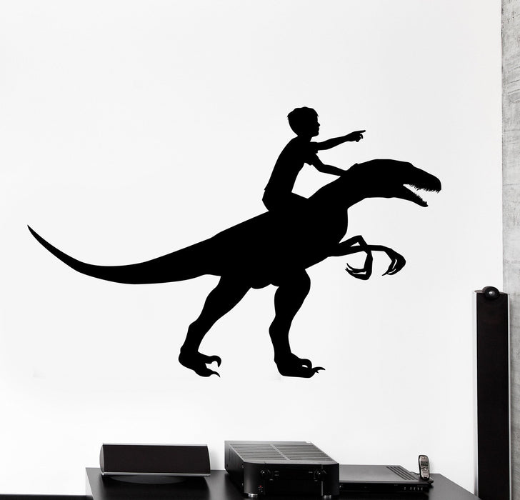 Wall Decal Boy Riding Dinosaur Dino Animal Interior Decor Unique Gift z3995