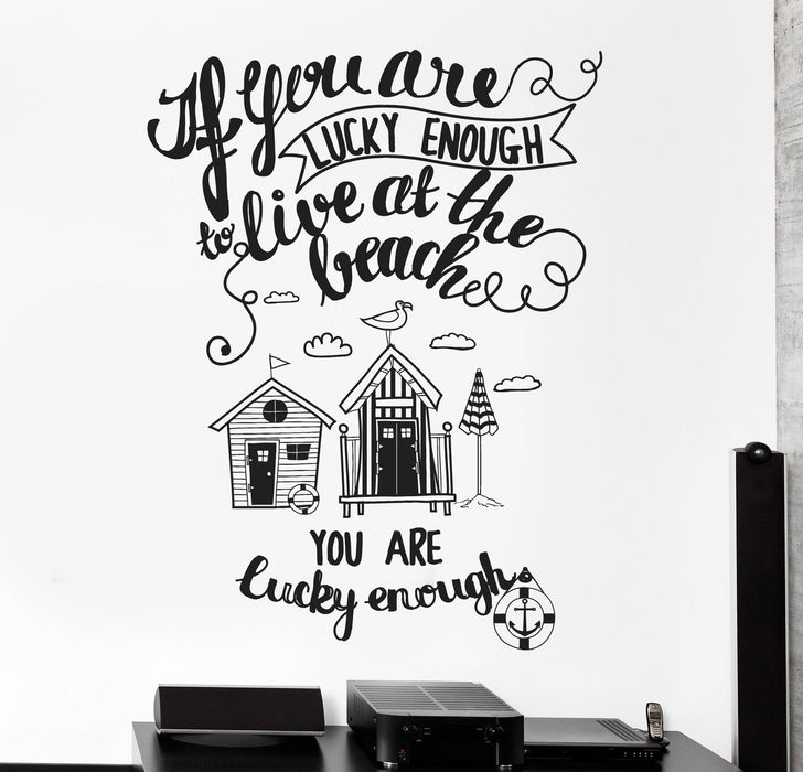 Sticker mural avec citation sur l'océan et la plage Si vous avez de la chance, partez à la plage Cadeau unique z4000