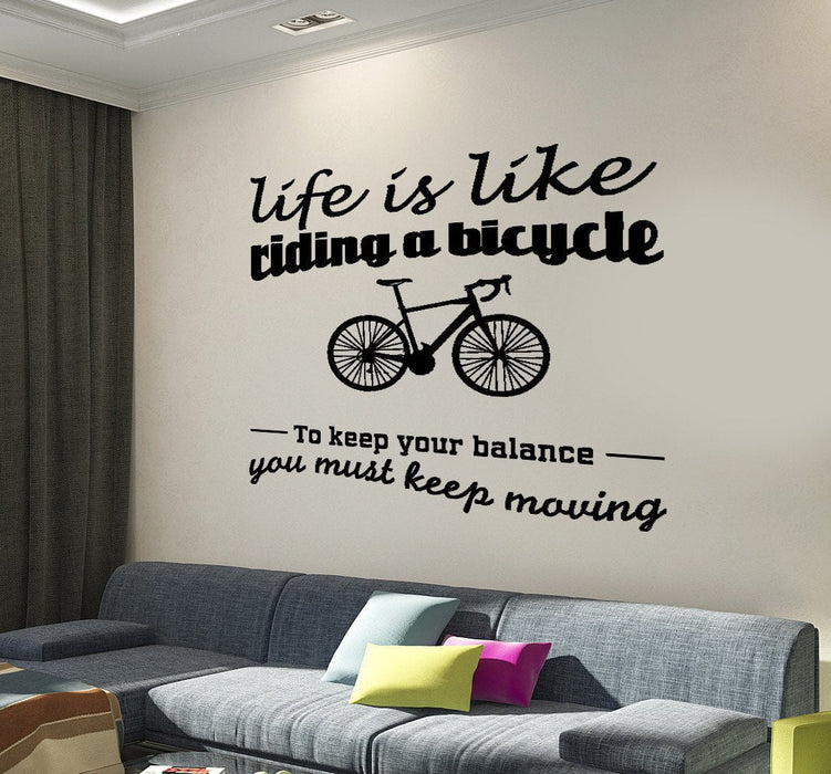 Wall Decal Quote Life is Like Riding a Bicycle Romantic Interior Decor Unique Gift z4004