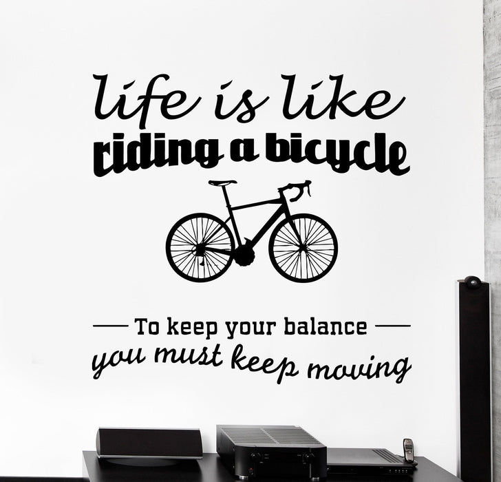 Наклейка на стену с цитатой Жизнь как езда на велосипеде Романтический декор интерьера Уникальный подарок z4004