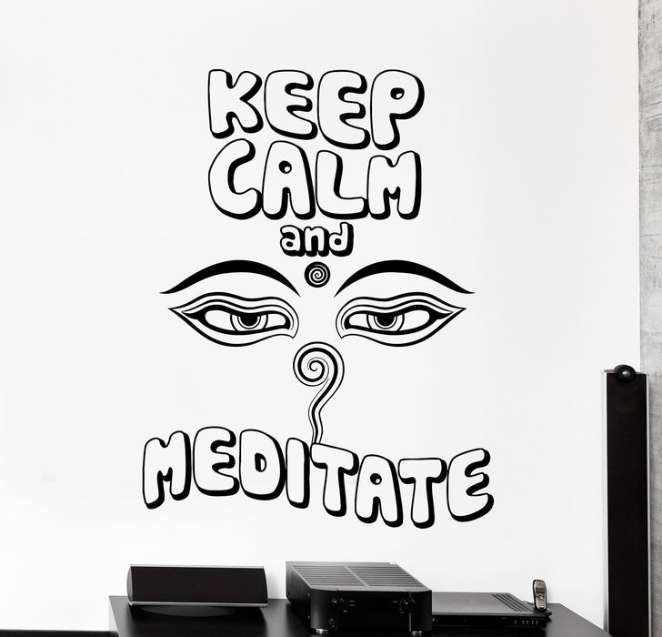 Wall Decal Keep Calm And Meditate Yoga Buddha Meditation Quotes Unique Gift z4006