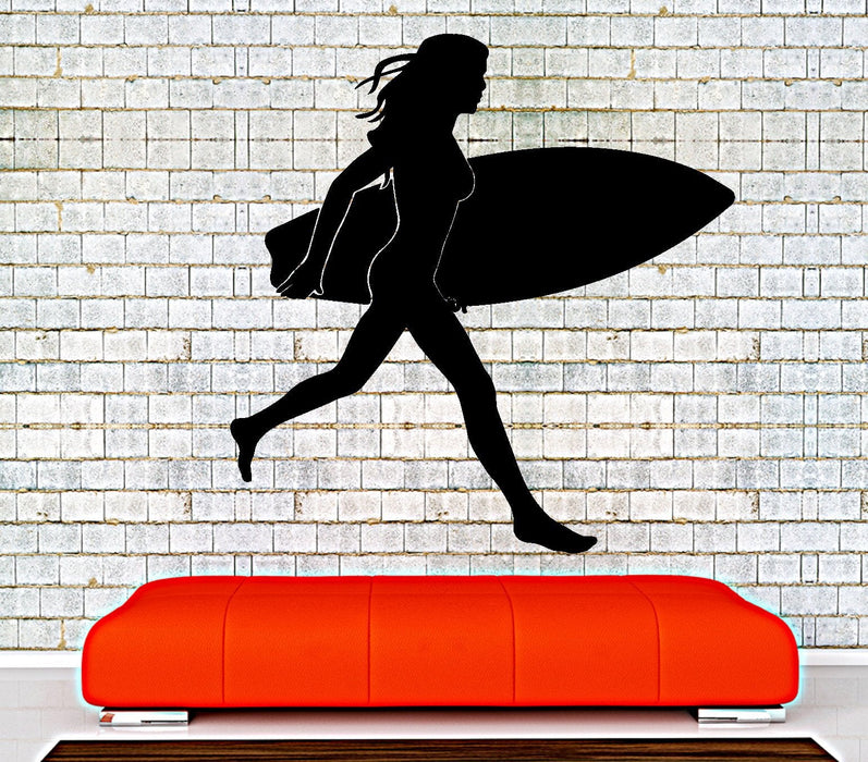 Wall Decal Surf Surfing Girl Beach Vacation Summer Home Interior Decor Unique Gift z4011