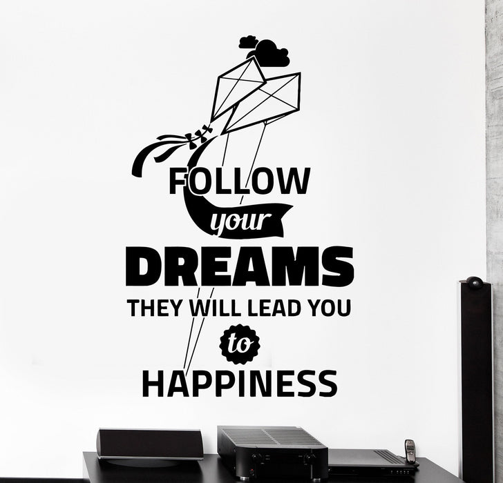 Wall Decal Motivation Quotes Follow Your Dreams Happiness Interior Decor Unique Gift z4012