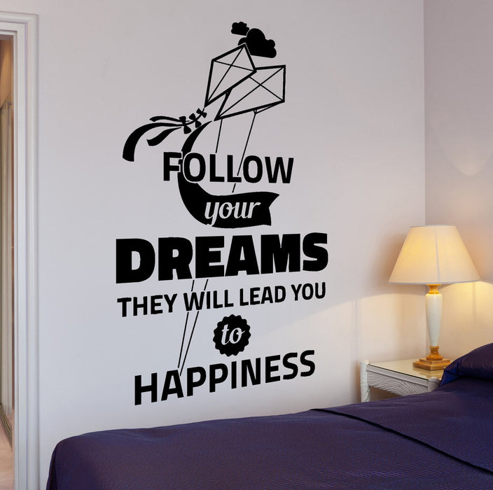 Wall Decal Motivation Quotes Follow Your Dreams Happiness Interior Decor Unique Gift z4012