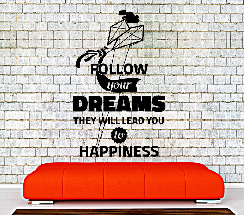 Wall Decal Motivation Quotes Follow Your Dreams Happiness Interior Decor Unique Gift z4012