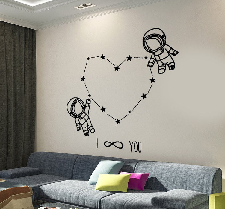 Наклейка на стену Я люблю тебя Сердце Романтичный астронавт Забавный домашний интерьер Уникальный подарок z4014