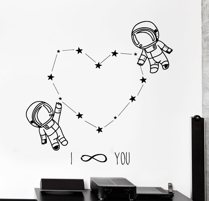 Наклейка на стену Я люблю тебя Сердце Романтичный астронавт Забавный домашний интерьер Уникальный подарок z4014