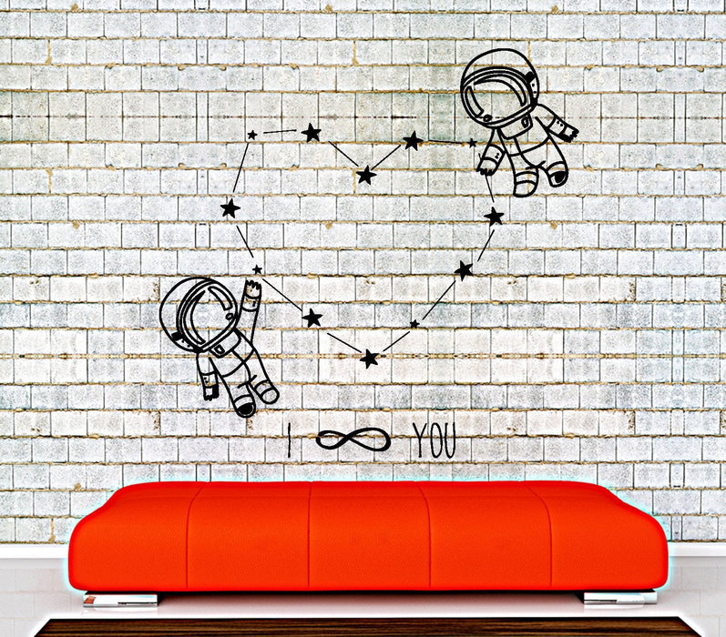 Наклейка на стену Я люблю тебя Сердце Романтичный астронавт Забавный домашний интерьер Уникальный подарок z4014
