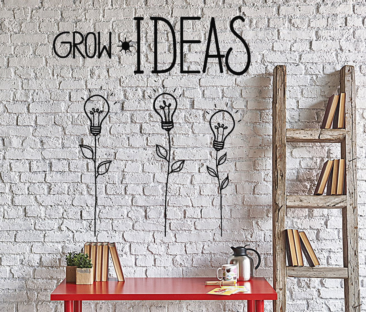 Wall Decal Motivation Quotes Grow Ideas Creative Flower Home Interior ...
