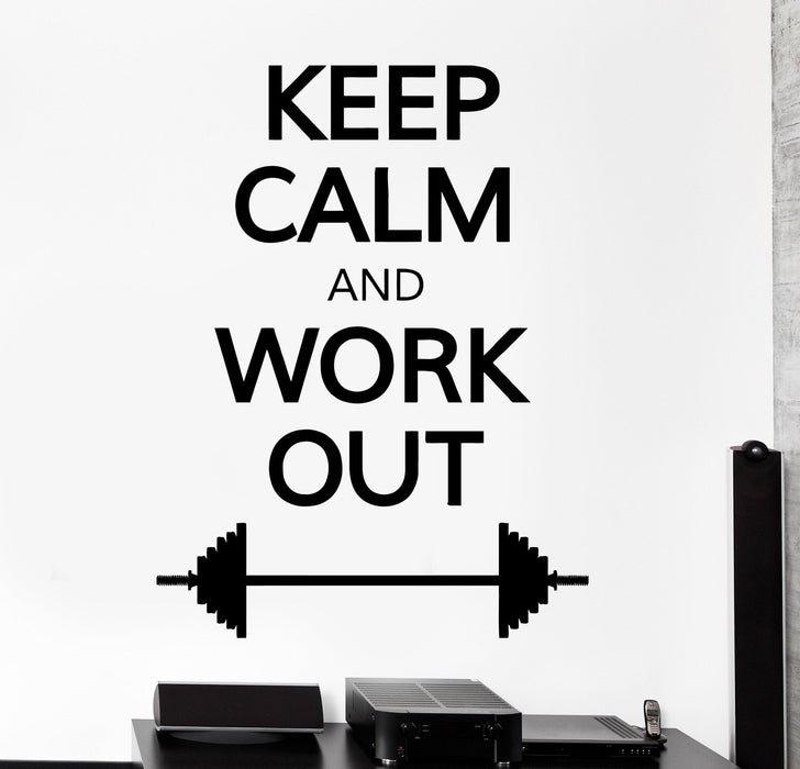 Wall Decal Quote Motivation Sport Keep Calm And Work Out Intierior Unique Gift z4017