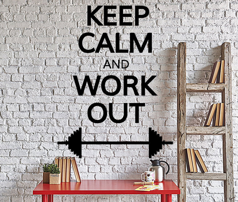 Wall Decal Quote Motivation Sport Keep Calm And Work Out Intierior Unique Gift z4017