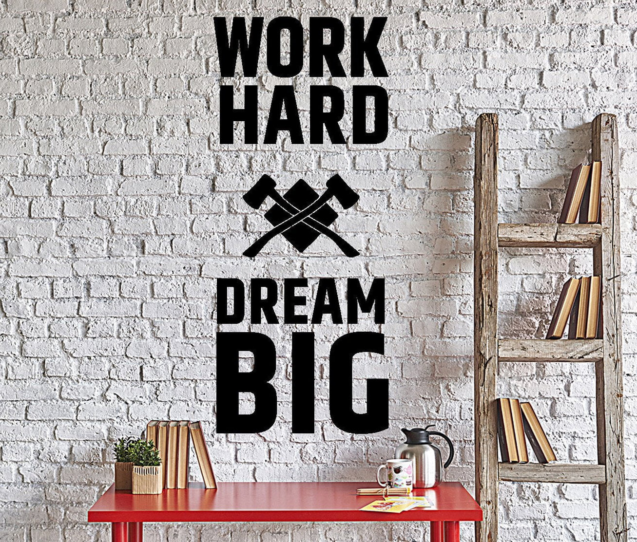 Wall Decal Motivation Quotes Work Hard Dream Big Home Interior Unique ...