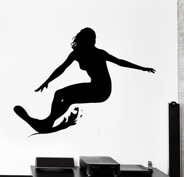 Wall Vinyl Decal Surf Girl Surfing Water Sport Home Interior Unique Gift z4020