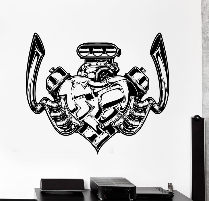 Wall Vinyl Decal Engine Motor I Love Car Home Garage Interior Decor Unique Gift z4026