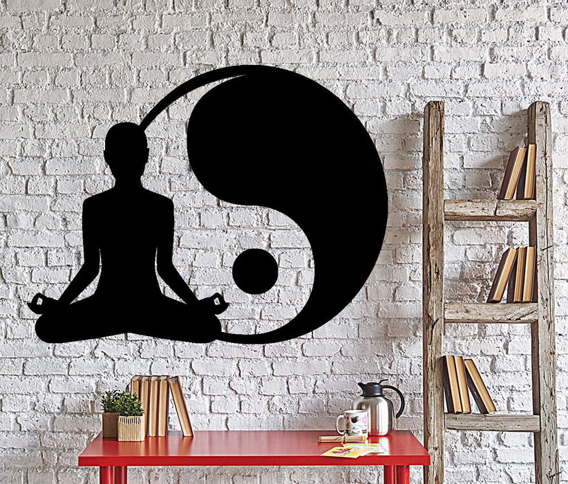 Наклейка на стену из винила Йога Будда Инь Ян Медитация Домашний интерьер Уникальный подарок z4032