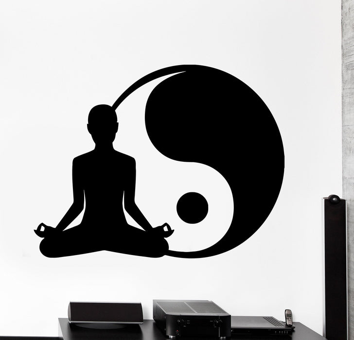Наклейка на стену из винила Йога Будда Инь Ян Медитация Домашний интерьер Уникальный подарок z4032