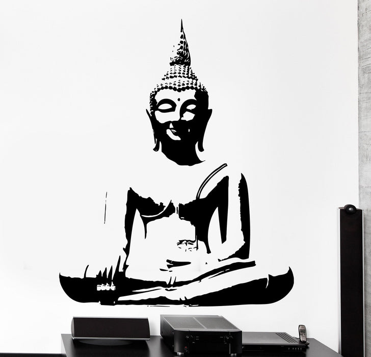 Sticker mural Bouddha souriant bouddhisme yoga décoration intérieure cadeau unique z4039