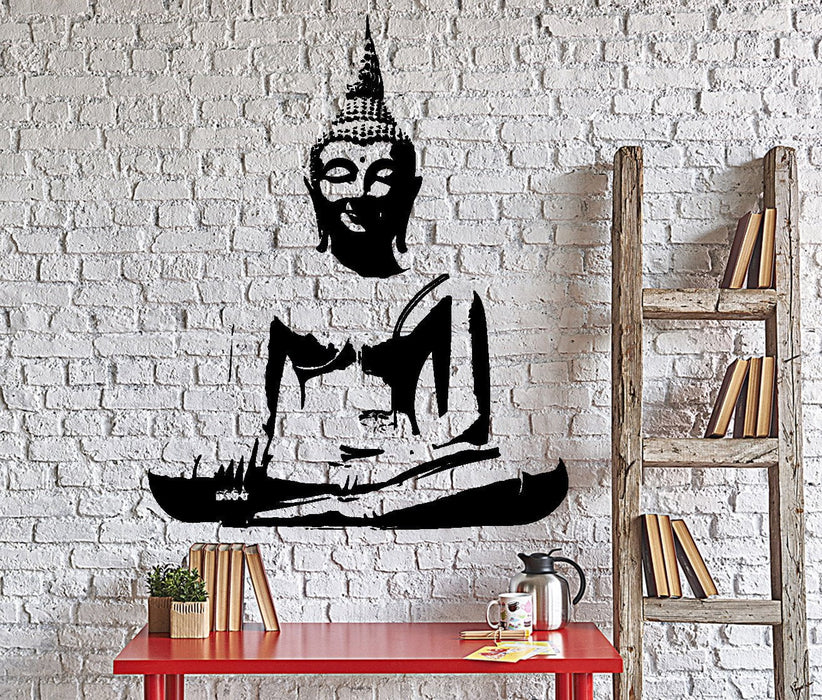 Wall Decal Budhha Smiling Buddhism Yoga Home Interior Decor Unique Gift z4039