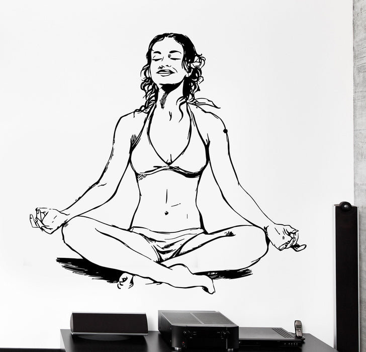Wall Vinyl Decal Yoga Girl Om Zen Meditation Buddhism Home Interior Unique Gift z4056