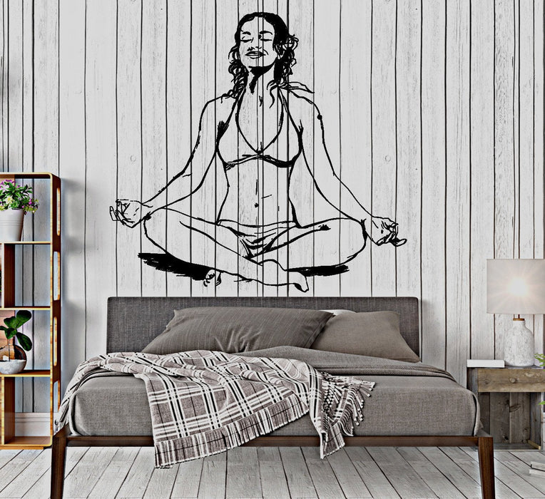 Wall Vinyl Decal Yoga Girl Om Zen Meditation Buddhism Home Interior Unique Gift z4056