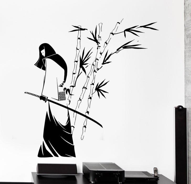 Wall Decal Samurai With Sword Bamboo Warrior Home Interior Decor Unique Gift z4061