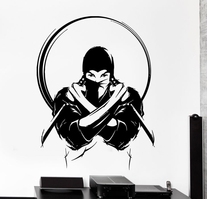 Autocollant mural en vinyle Ninja avec couteau épée Japon guerrier japonais cadeau unique z4063