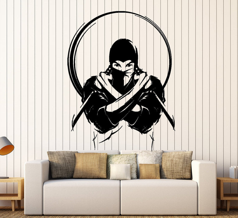 Autocollant mural en vinyle Ninja avec couteau épée Japon guerrier japonais cadeau unique z4063