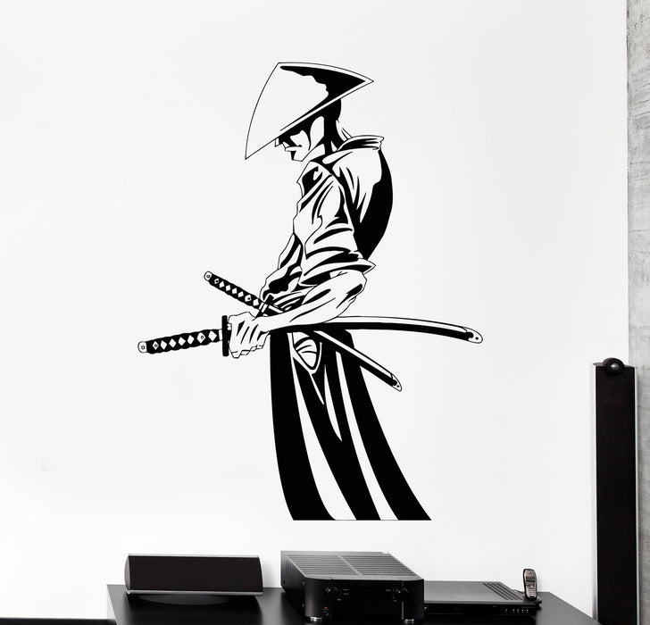 Wall Vinyl Decal Samurai With Swords Japan Japanese Wall Vinyl Home Decor Unique Gift z4067