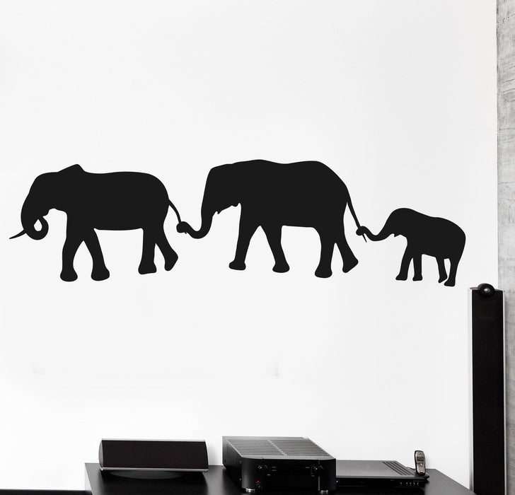 Wall Vinyl Decal Elephant Happy Family Animals Jungle Home Interior Decor Unique Gift z4076