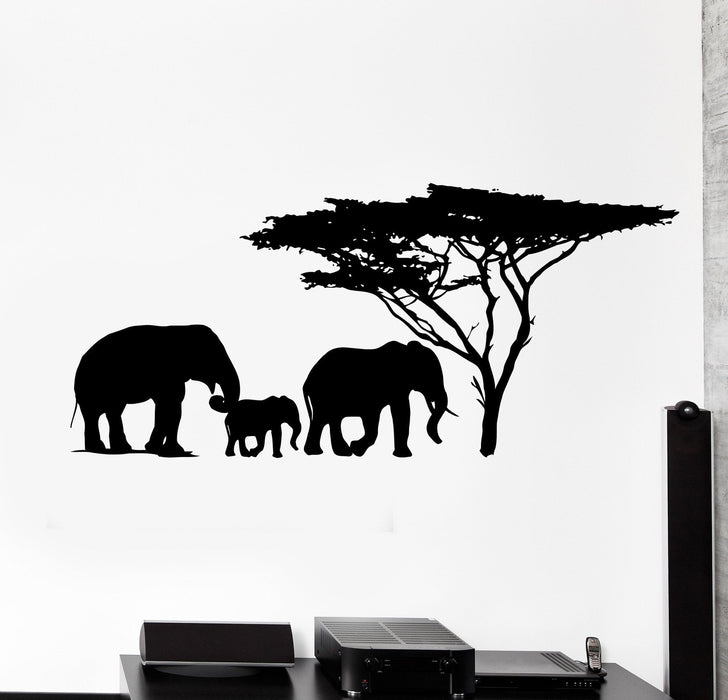 Wall Vinyl Decal Elephant Family Jungle Savanna Africa Home Interior Decor Unique Gift z4077