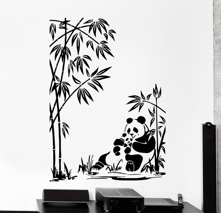 Wall Vinyl Decal Panda Family Baby Bamboo Jungle Home Interior Decor Unique Gift z4079