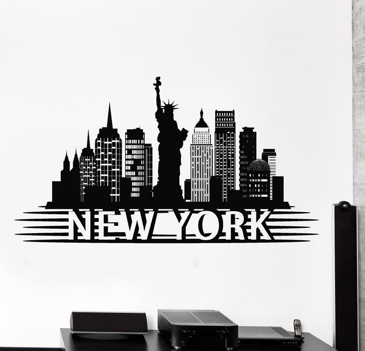 Наклейка на стену из винила с изображением небоскребов Нью-Йорка Статуи Свободы в стиле Большого яблока Уникальный подарок z4081