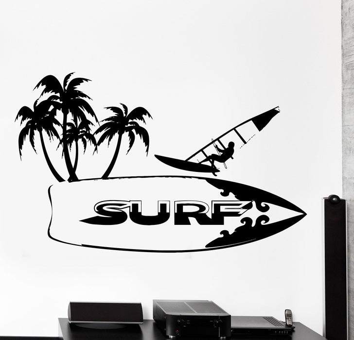 Wall Vinyl Decal Surf Surfing Ocean Beach Vacation Home Decor Unique Gift z4086