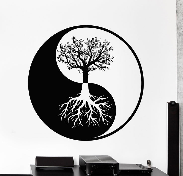 Wall Vinyl Decal Sticker Yin Yang Tree Roots Abstract Decor Unique Gift (z4087)