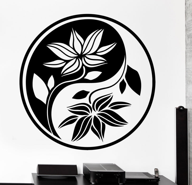 Wall Vinyl Decal Yin Yang Buddha Yoga Meditation Flower Decor Unique Gift z4088