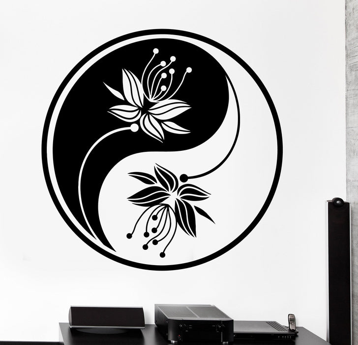 Wall Vinyl Decal Yin Yang Flower Buddha Meditation Bedroom Decor Unique Gift z4089