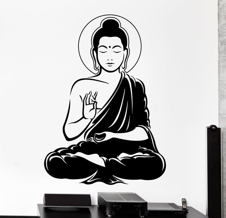 Wall Vinyl Decal Buddha Buddhism Calm Meditation Bedroom Decor Unique Gift z4090