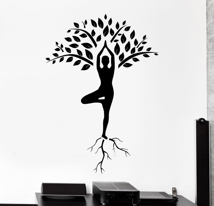 Wall Vinyl Decal Yoga Tree Mediatation Zen Om Home Interior Decor Unique Gift z4115