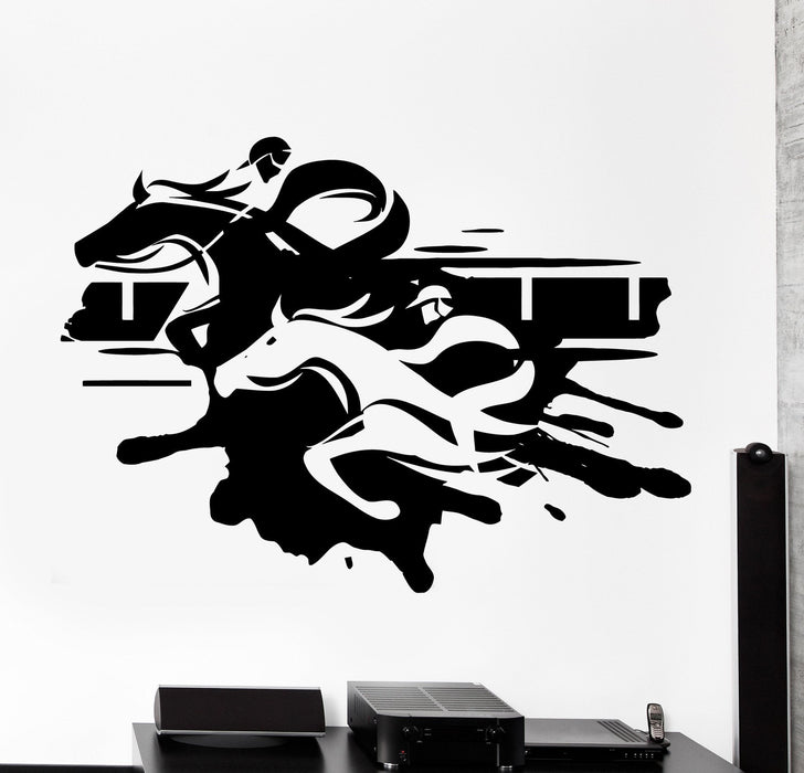 Wall Vinyl Decal Jockey Steeplechase Horse Racing Home Interior Decor Unique Gift z4117