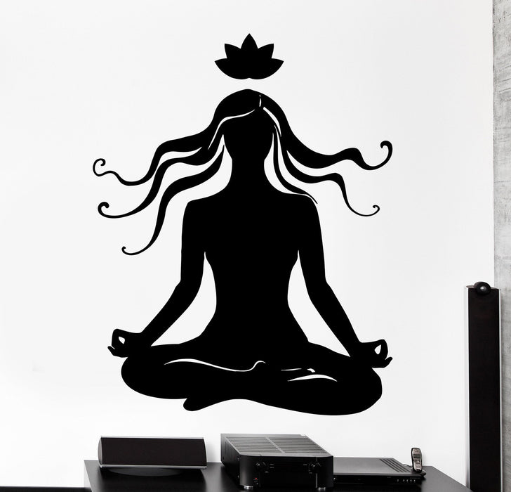 Wall Vinyl Decal Buddha Lotus Yoga Girl Meditation Home Interior Decor Unique Gift z4125