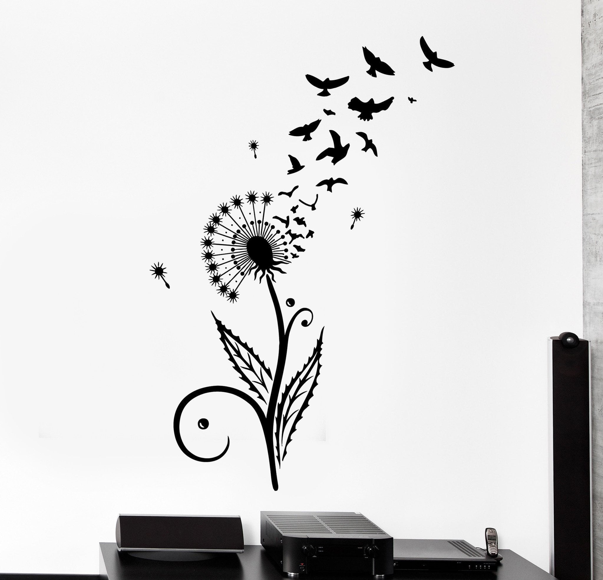 Wall Vinyl Decal Flower And Birds Romantic Love Nature Home Interior D ...