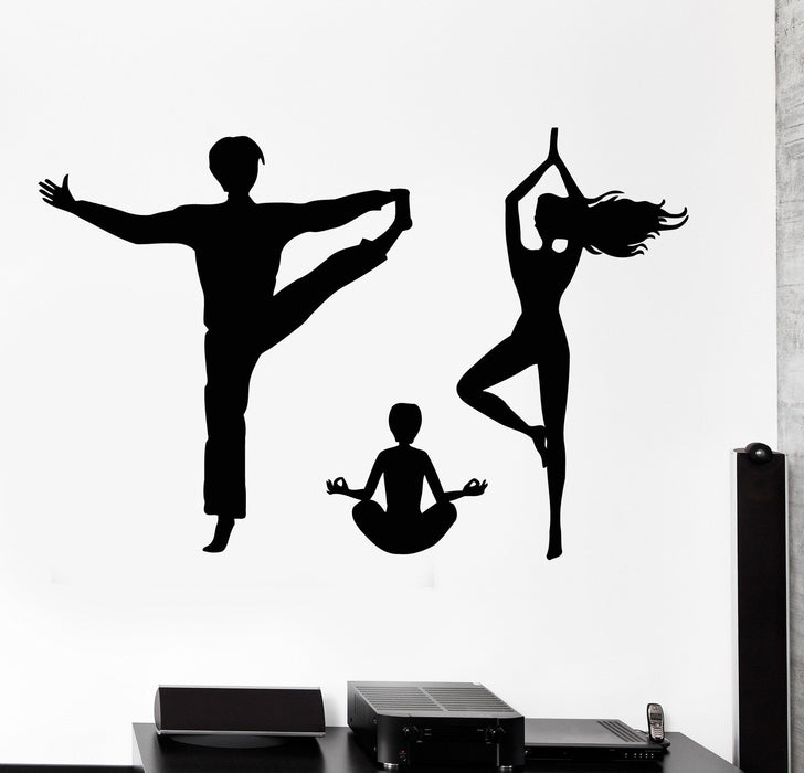 Wall Vinyl Decal Yoga Family Om Meditation Buddhism Home Interior Decor Unique Gift z4139