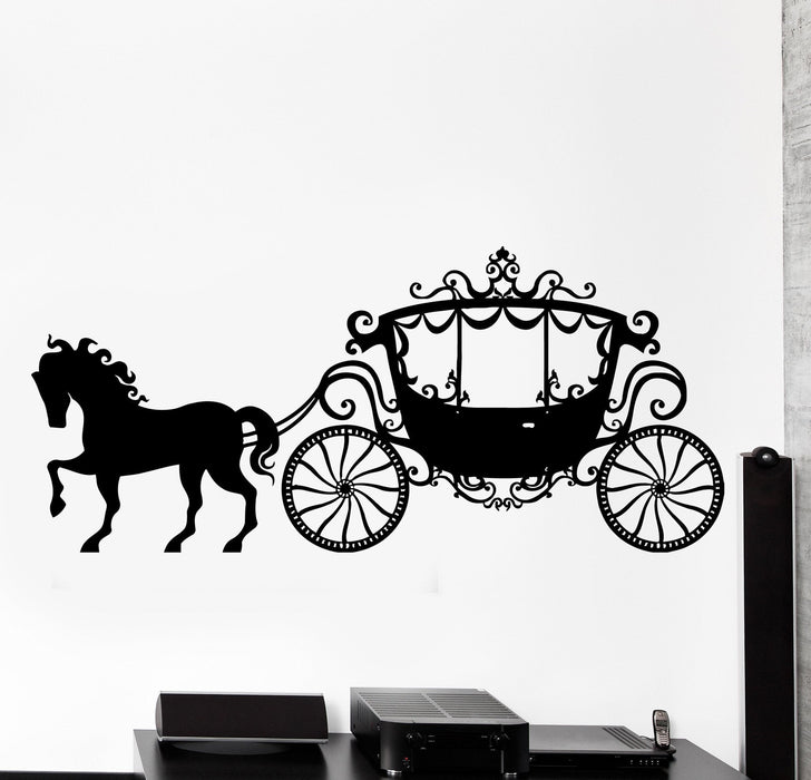 Wall Vinyl Decal Fairy Coach Fairytale Kids Children Home Interior Decor Unique Gift z4144